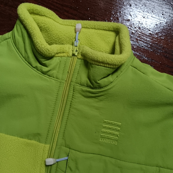 Lands End PLUS lime green fleece Zip up Sweater - Picture 3 of 8